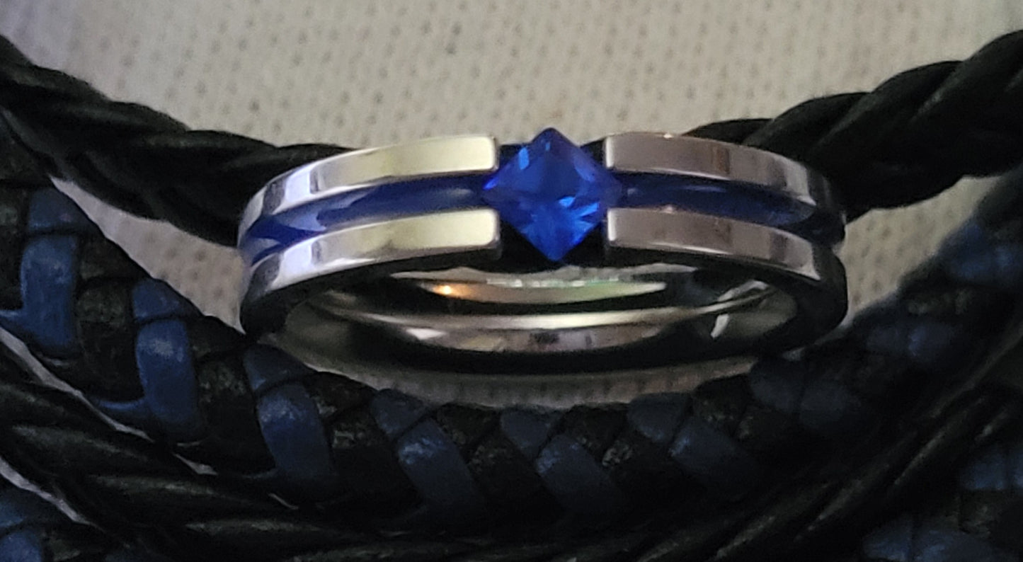 Stainless Thin Blue Line Ring