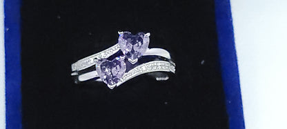 Amethyst Double Heart Ring