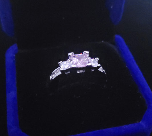 Pink Emerald Cut Ring