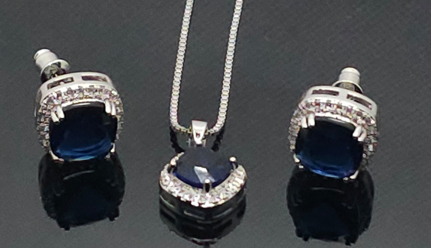 Sapphire necklace and earrings