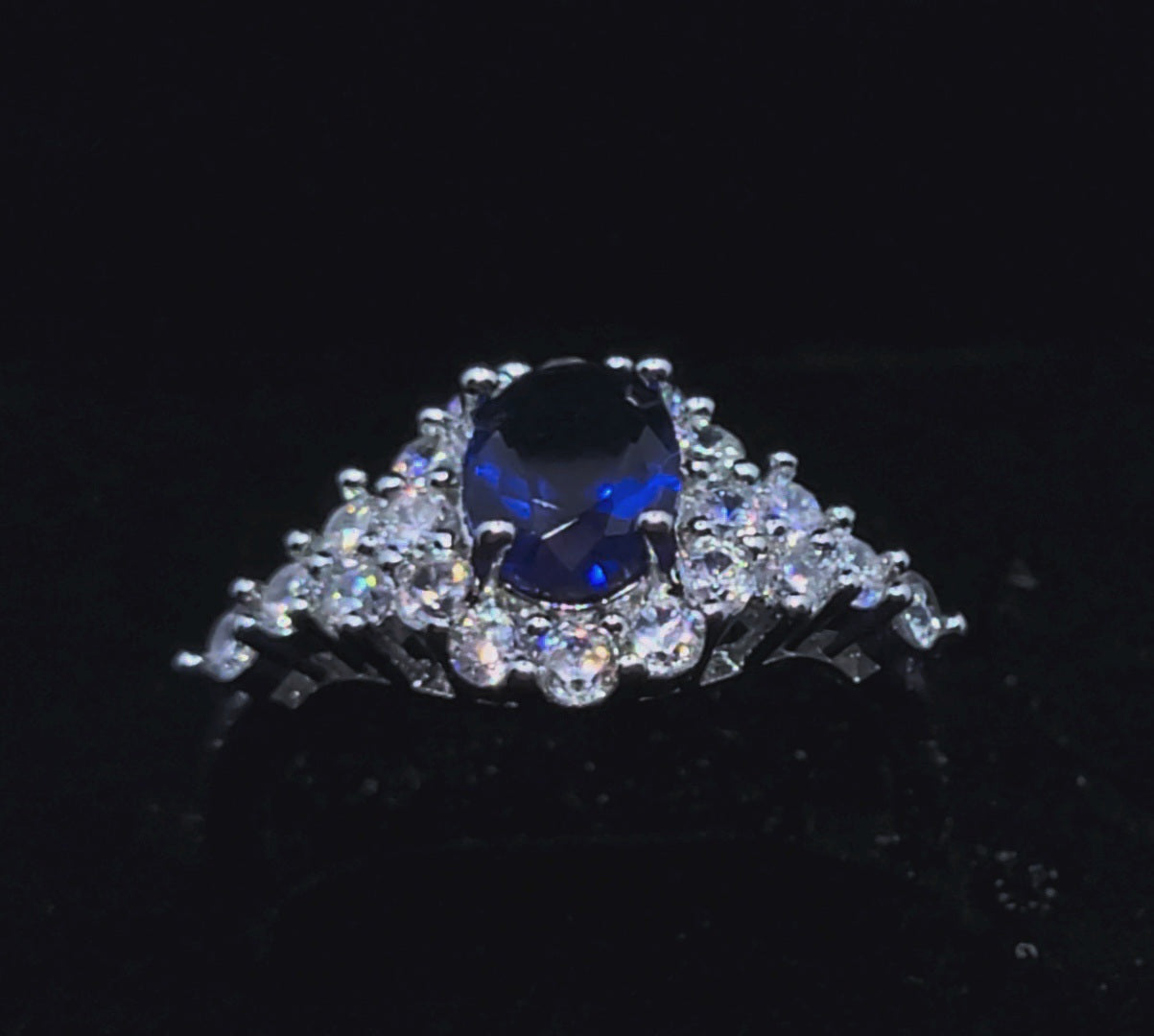 Sapphire & Diamond cluster ring