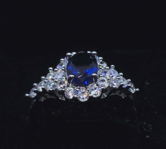 Sapphire & Diamond cluster ring