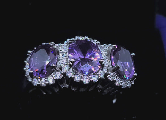 Triple amethyst ring