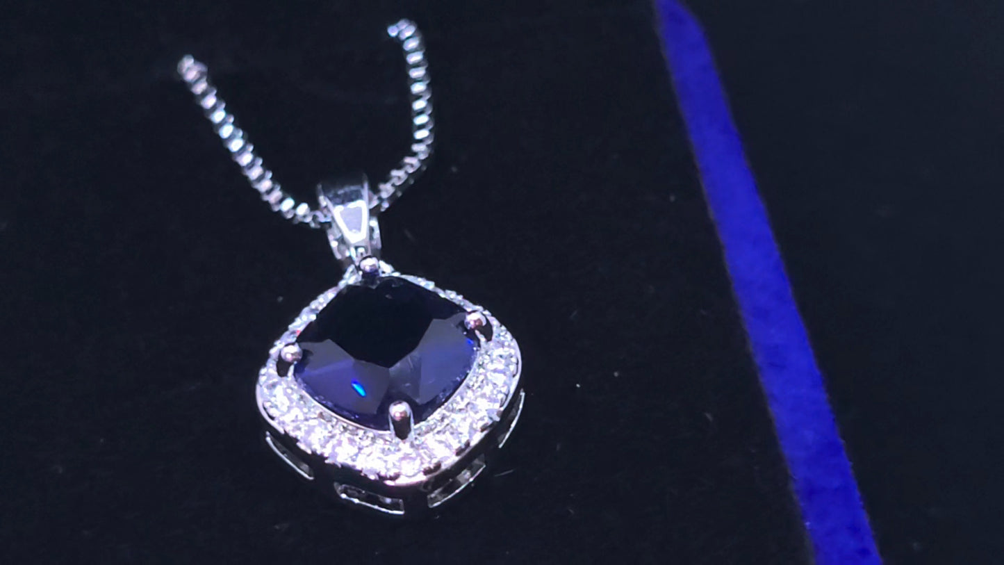 Square cut sapphire necklace