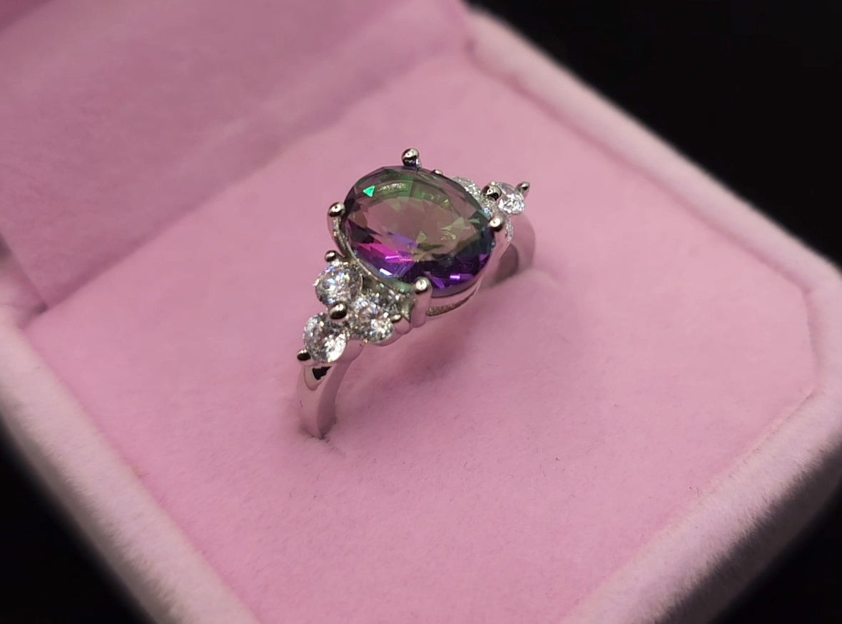 Mystic topaz oval ring