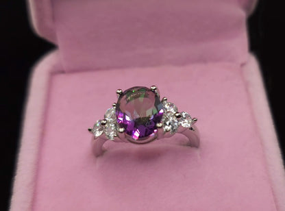 Mystic topaz oval ring