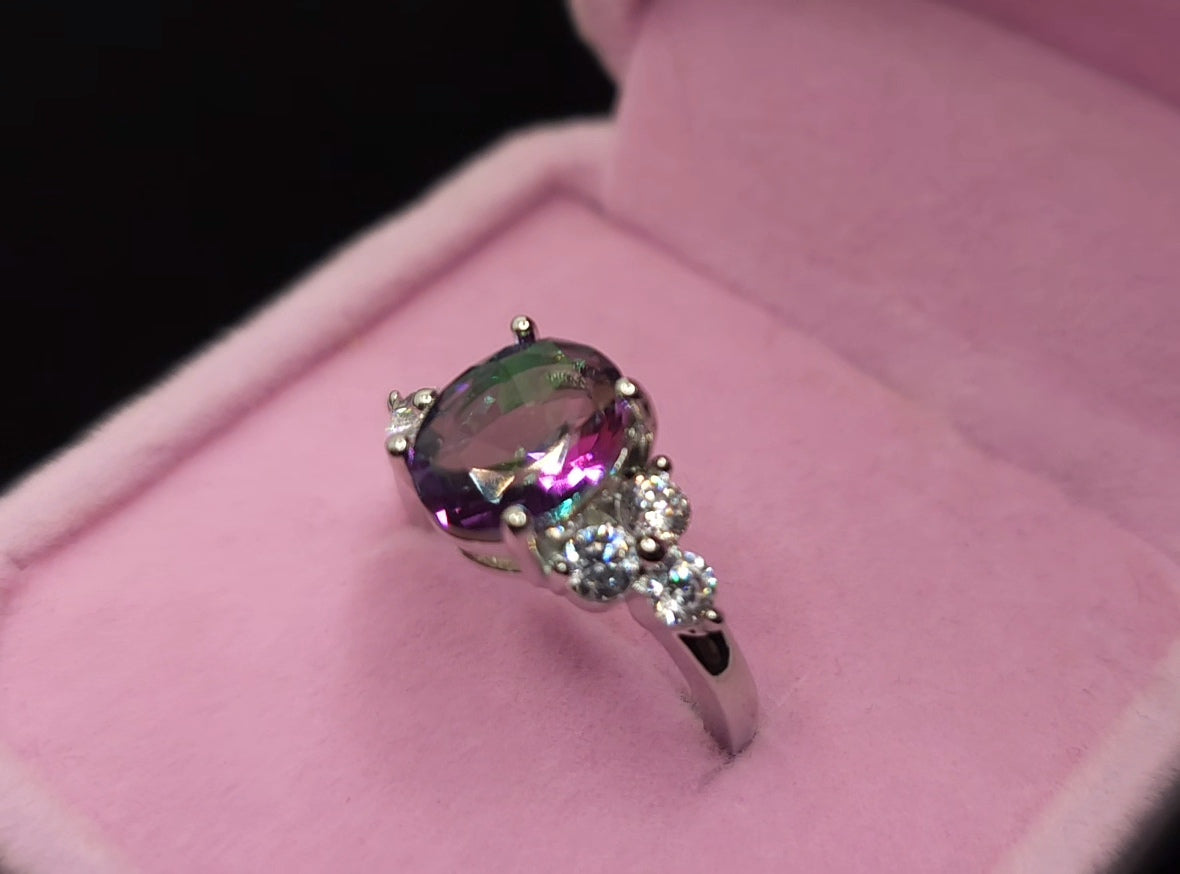 Mystic topaz oval ring