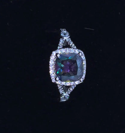 Mystic topaz halo ring