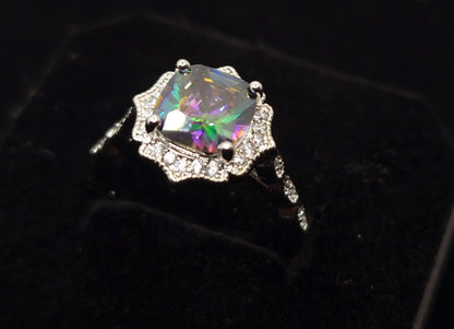 Mystic topaz with 4 point Halo