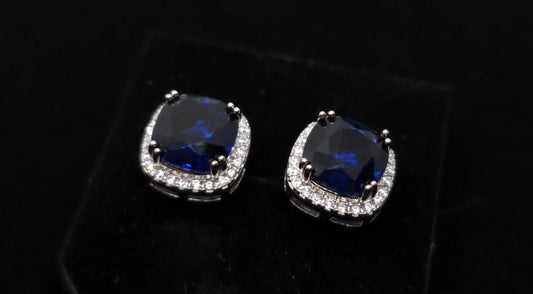 Sapphire studs with halo