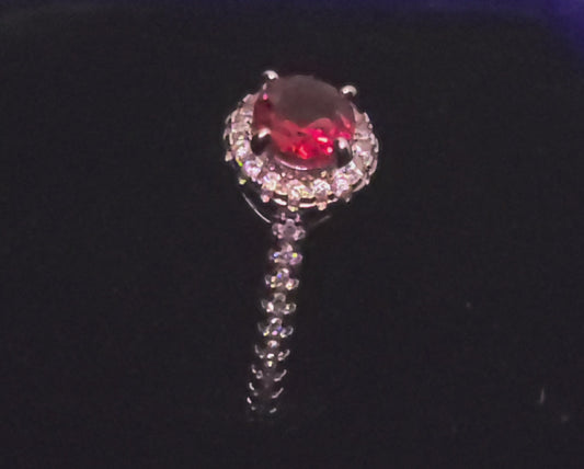 Ruby Ring with Halo